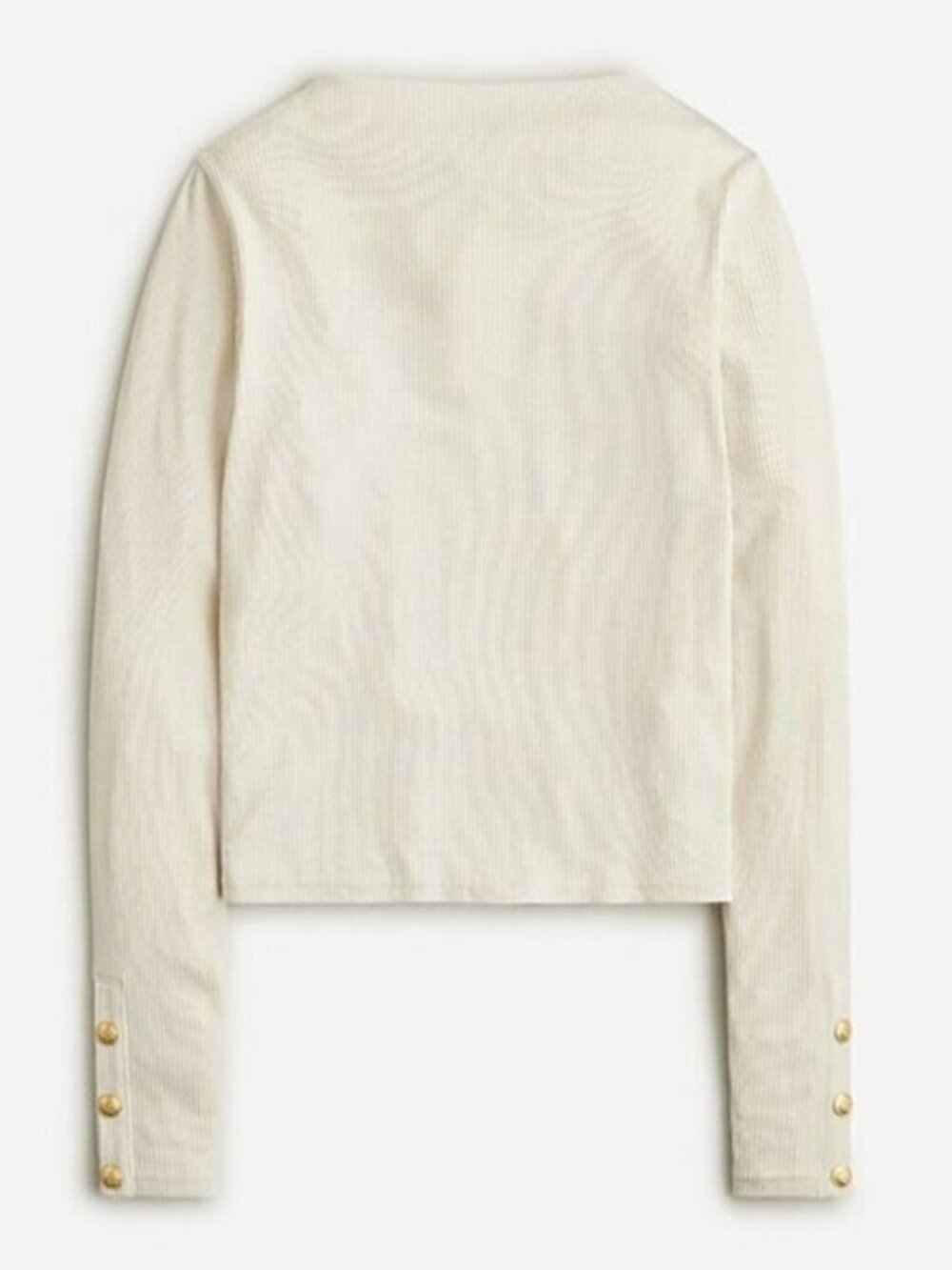New J.Crew Vintage Rib Split Neck Button Cuff Knit Top Natural Large